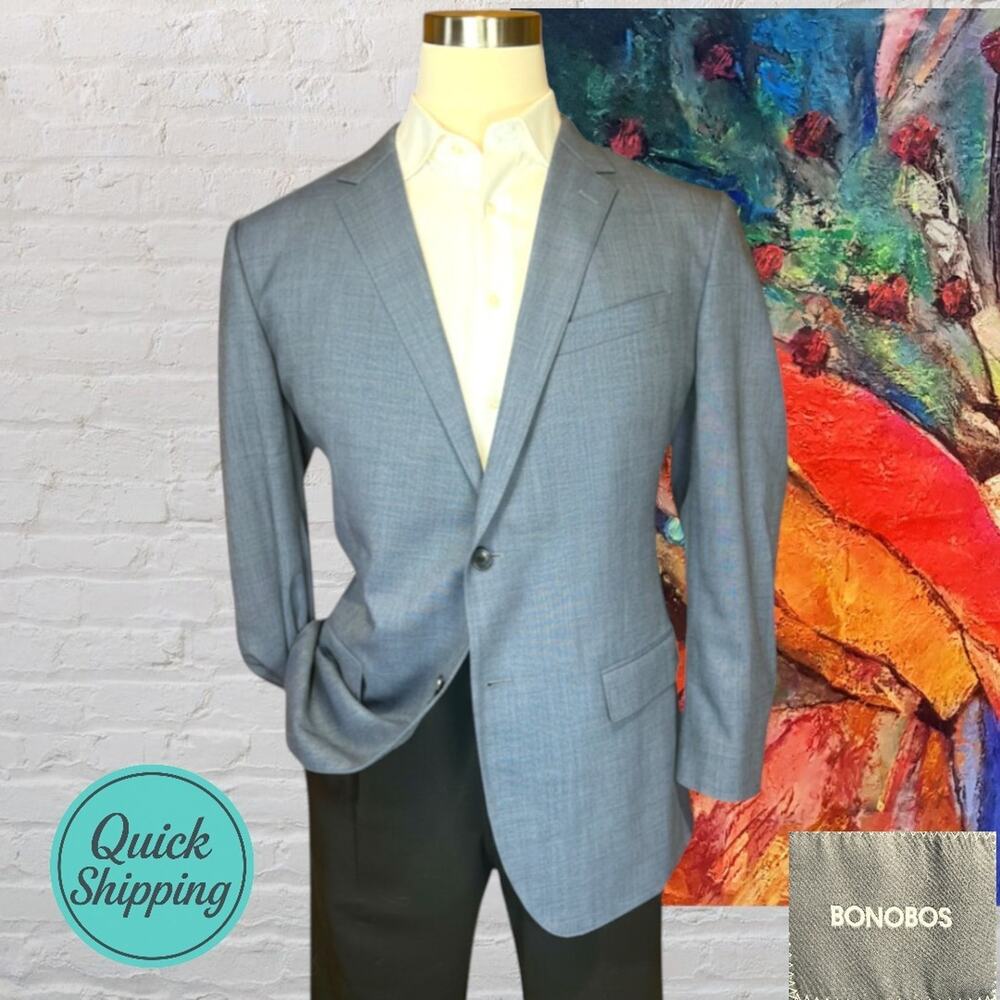 New Bonobos 46R Slim Chambray Blue Casual Blazer Sport Jacket NWOT